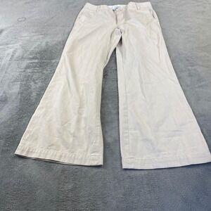 Gap Wide Leg Trousers Women 6 Khaki Beige Cotton Twill High Rise Chino Pants